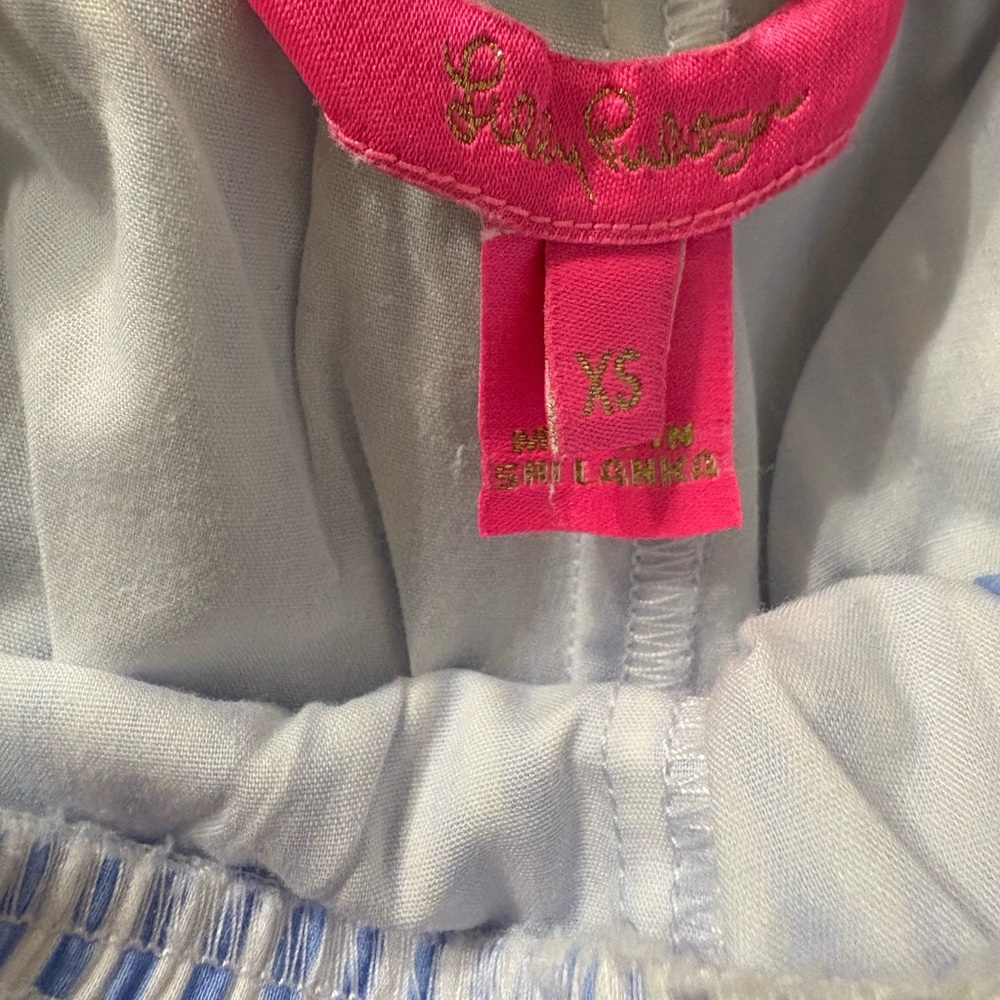 Lilly Pulitzer Katia Blue and Yellow Embroidered & Striped Shorts Size XSMALL - Picture 6 of 7